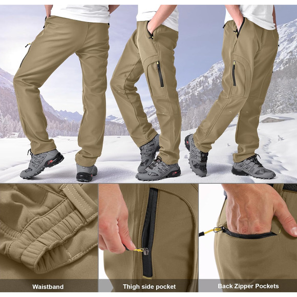 Men's hiking Snow Pants 32 Skiing Winter Insulated Fleece lined Outdoor camping - Picture 6 of 7